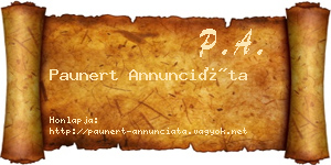 Paunert Annunciáta névjegykártya